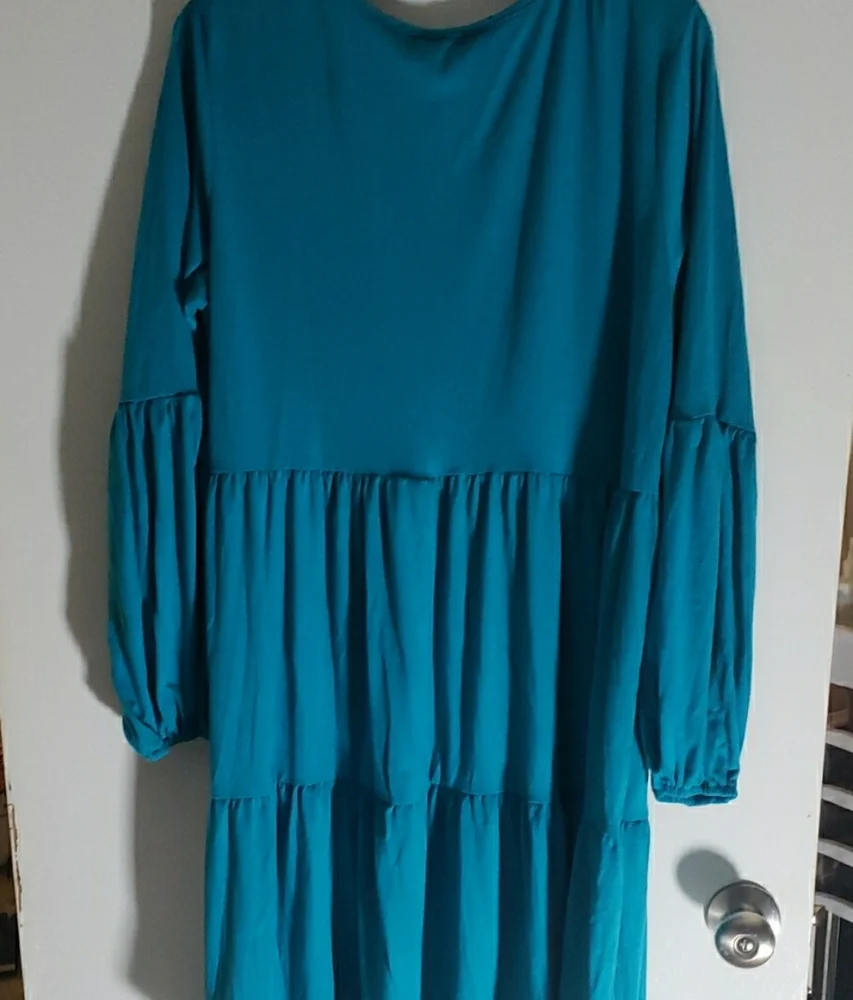 Blue Long Sleeve V-Neck Sundress Size XL - Picture 3 of 3